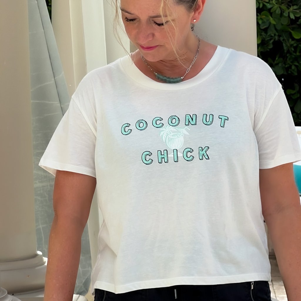 coconut chick loose crop tee