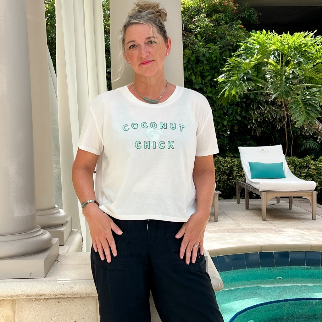 coconut chick loose crop tee