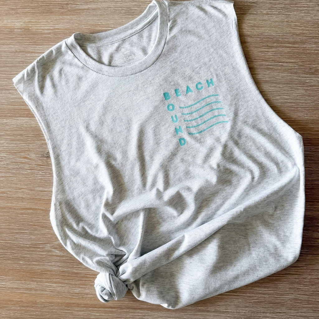 BEACH BOUND raw edge muscle tank