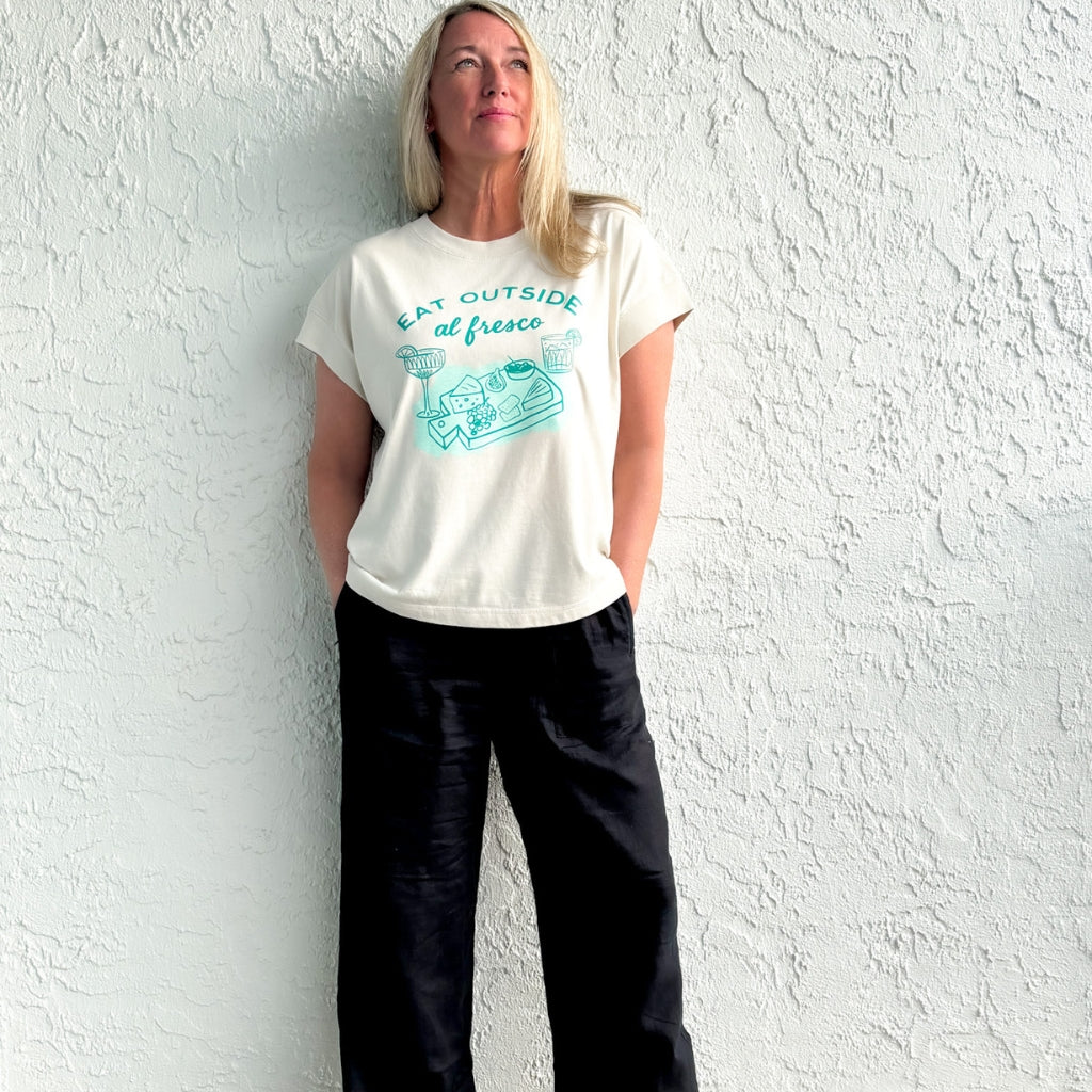 EAT OUTSIDE cap sleeve tee