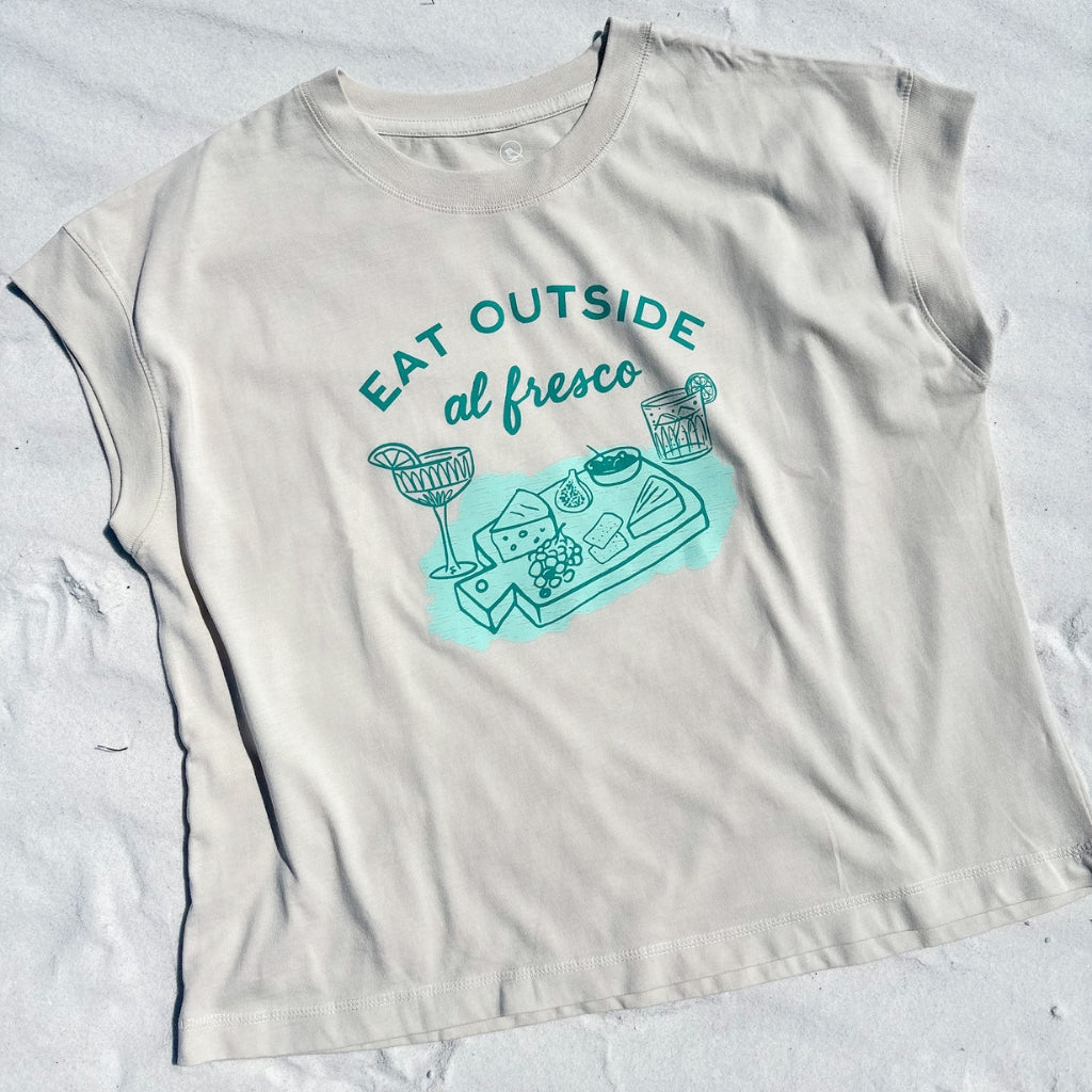 EAT OUTSIDE cap sleeve tee